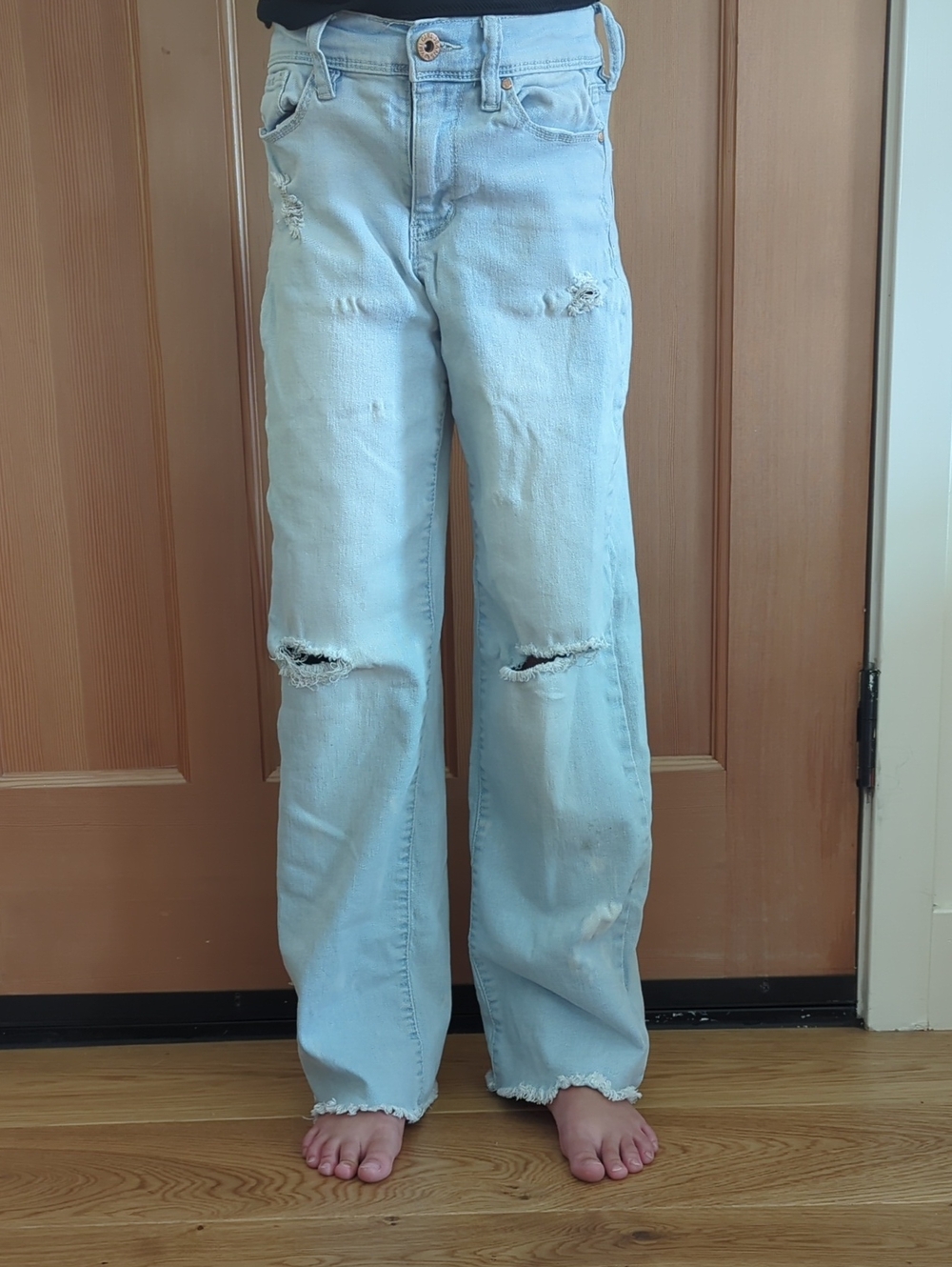 YMI Light Blue Distressed Straight Jeans for Kids